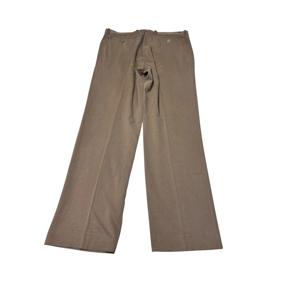 Tommy Bahama Mens 33x32 Brown Silk Cotton Blend Pleated Dress Pants Trousers